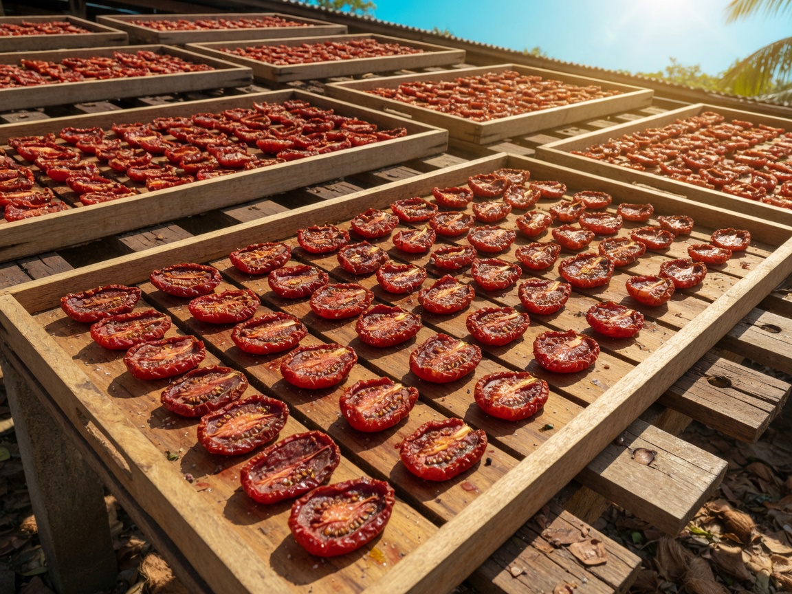 Drying trays, sun-dried tomato